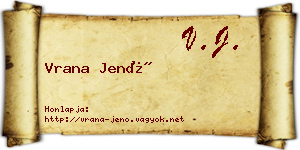 Vrana Jenő névjegykártya
