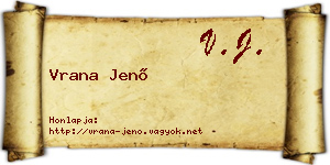 Vrana Jenő névjegykártya